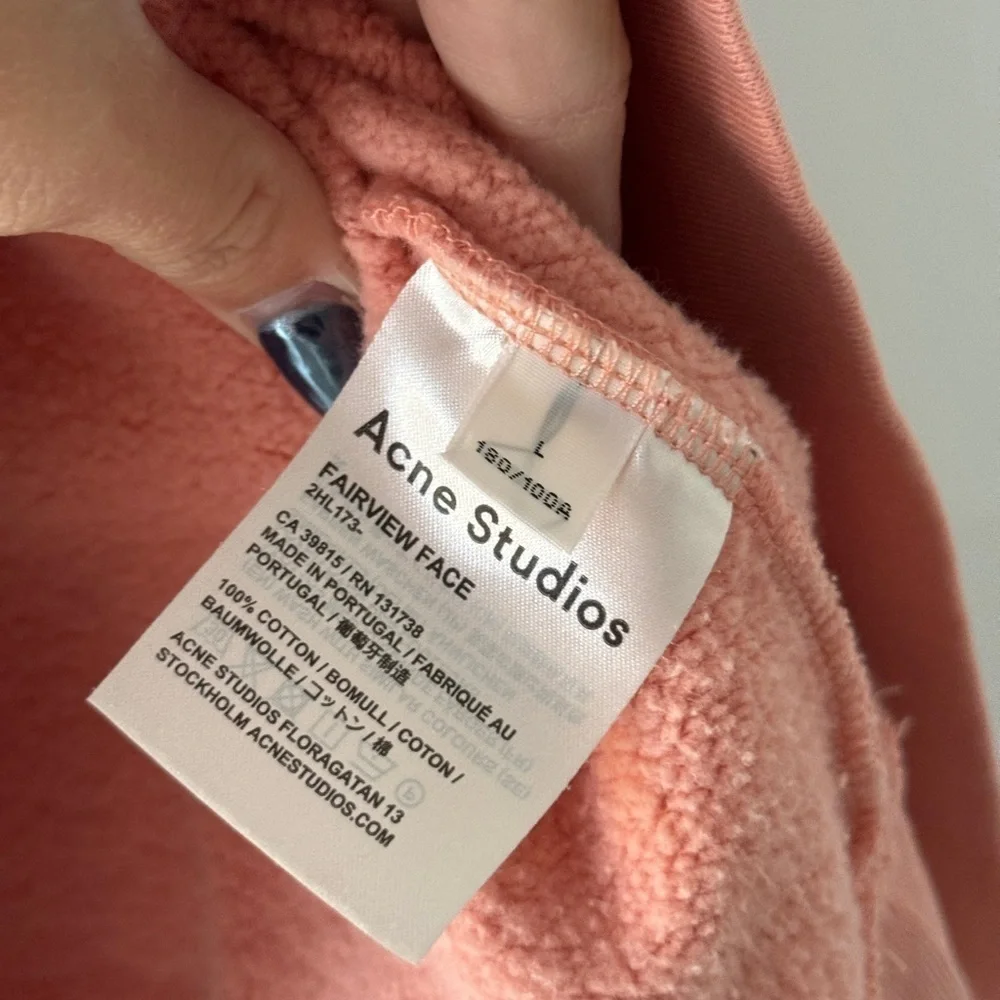 ACNE STUDIOS Mini Face Patch Sweatshirt in Pale Pink L - Picture 6 of 7